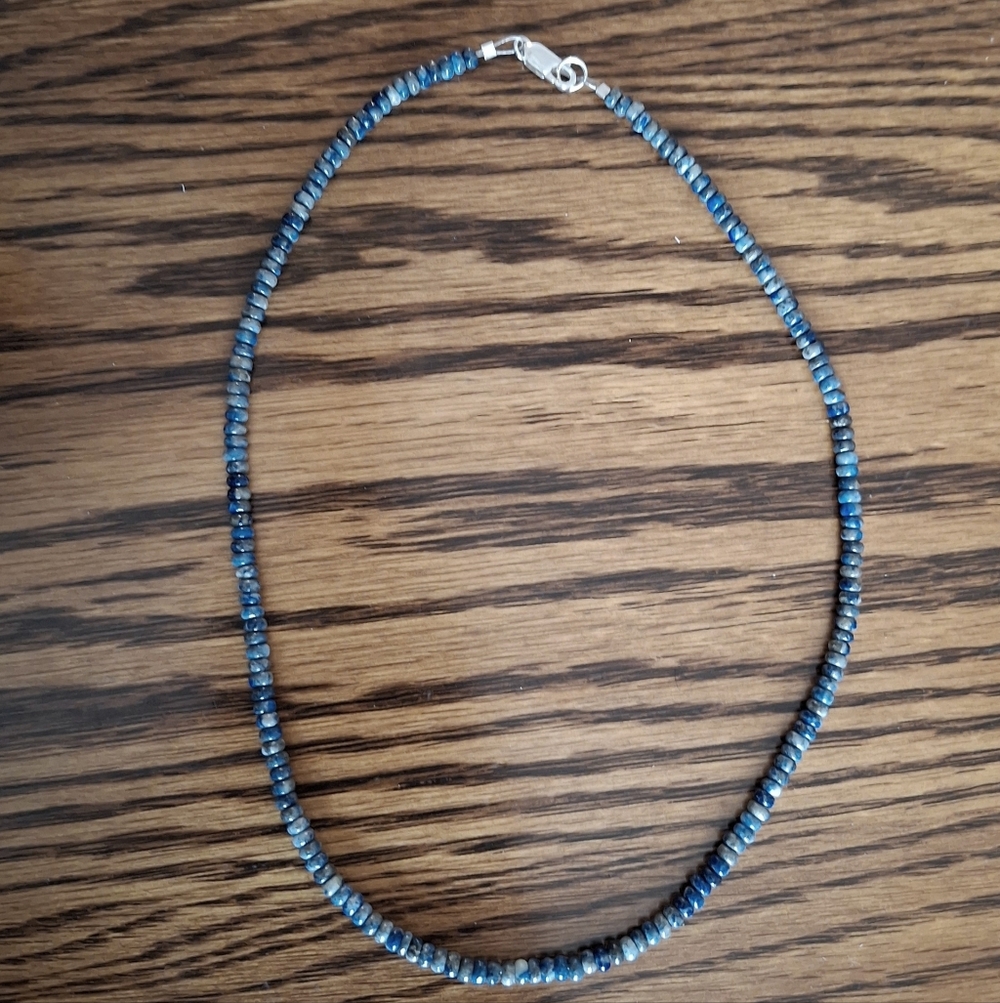 Necklace Denim Lapis Blue Natural Stone Beaded 4mm 16"